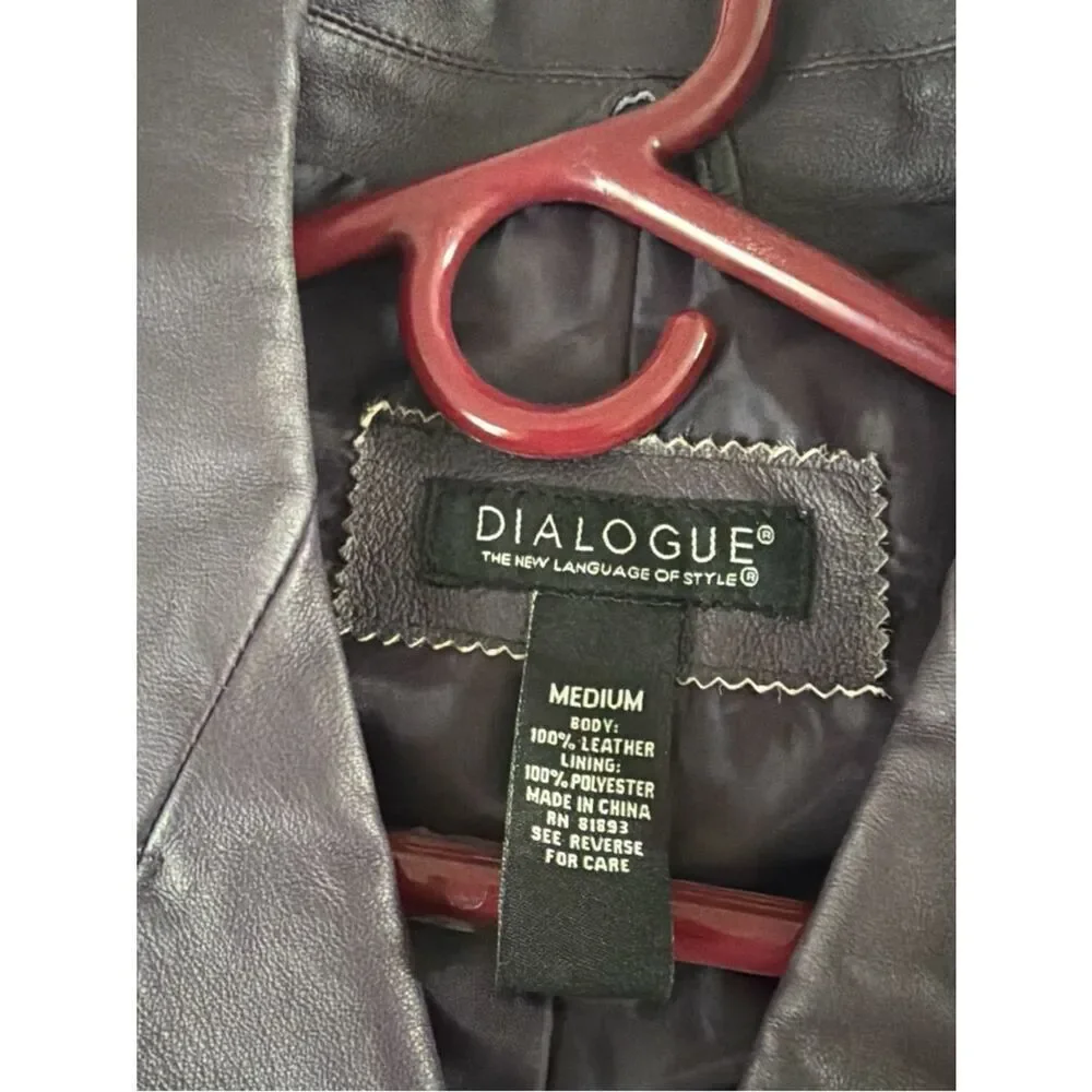 Dialogue Women's Plum Leather Button-Front Jacket Medium